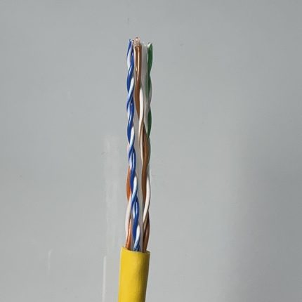 کابل شبکه Cat6 F/UTP پاس دیتا برند کابلینو رنگ زرد – مناسب شبکه‌های اداری و خانگی